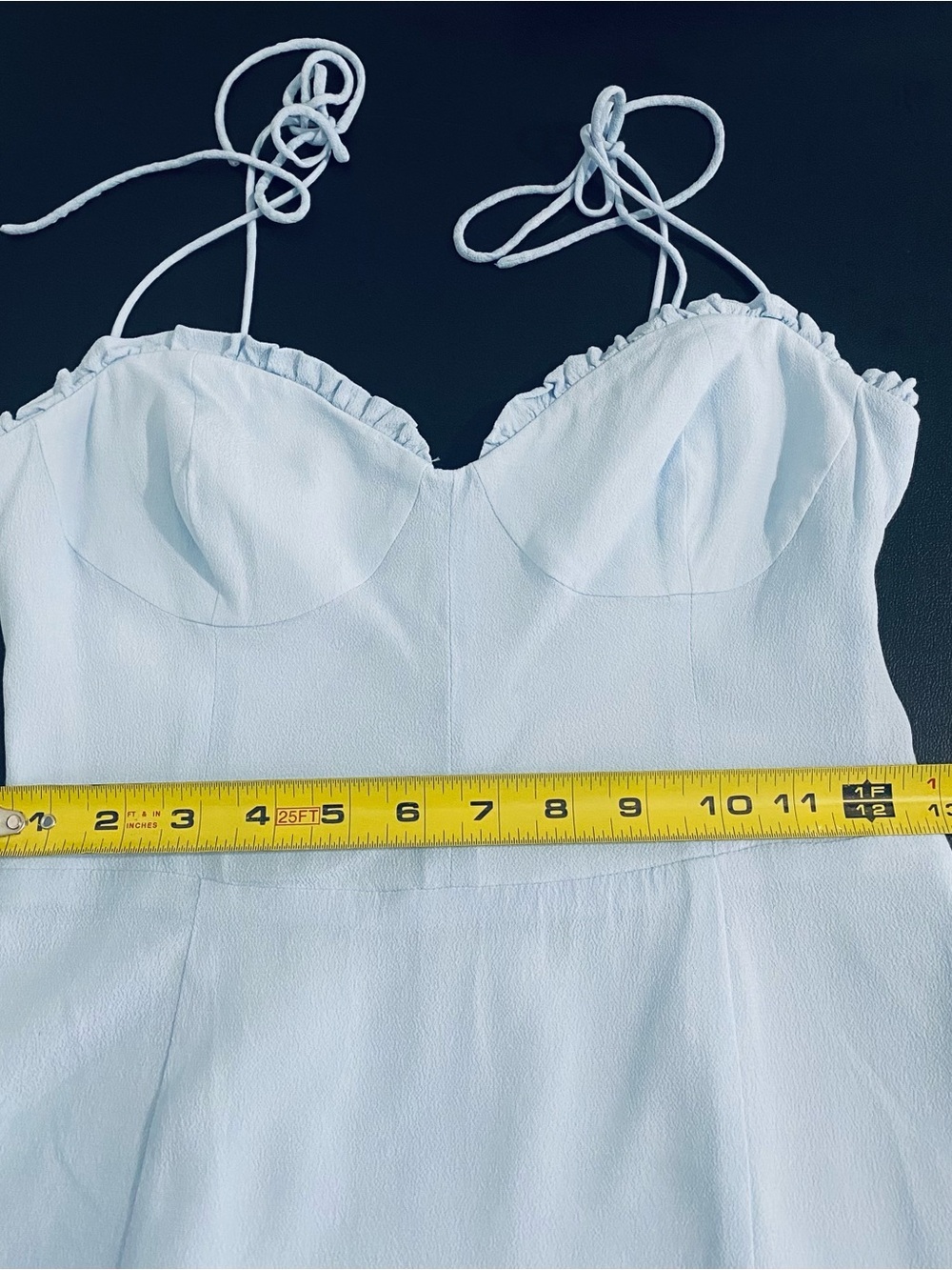 Aritzia Wilfred Fable Light Blue Corset Babydoll Smocked Mini Dress Size 8 - Picture 6 of 11